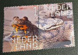 Nederland - NVPH - Xxxx - 2018 - Gebruikt - Beleef De Natuur - Paar - Geelbuikvuurpad - Gladde Slang - Used Stamps