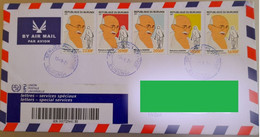 BURUNDI 2021 MAHATMA GANDHI 150 TH BIRTH ANNIVERSARY 5v Set FRANKED On REGISTERED COVER TRAVELLED From BURUNDI To INDIA - Gebraucht