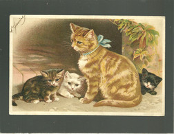 Une Chatte Avec 3 Chatons  Chat édit. G.O./M. N° 1589 Cat - Cats