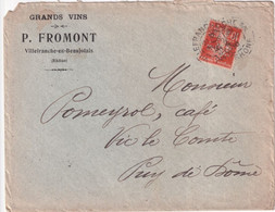 SEMEUSE PERFORE / PERFIN ! - 1910 - ENV. De "GRANDS VINS FROMONT" à VILLEFRANCHE De BEAUJOLAIS (RHONE) => VIC LE COMTE - Sonstige & Ohne Zuordnung