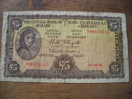 Five Pound £ 5 Cuig Punt, Bank Of Ireland, Eire Lady Lavery 21.10.58 - Irlande