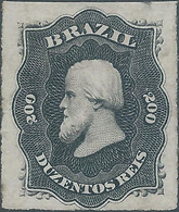 Brasil - Brasile - Brazil,1876 Emperor Dom Pedro - Rouletted ,200R Black, Not Used, Gum,Value:€130,00 - Ungebraucht