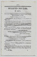 Bulletin Des Lois 1071 1844 Ecole D'institutrices à Aix/Soeurs De Saint-Malo/Ursulines à Fontenay-le-Comte/Tours/Barthe - Décrets & Lois