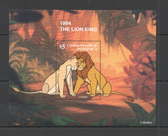 Z1053 DOMINICA CARTOONS WALT DISNEY THE LION KING LOVE SIMBA & NALA 1BL MNH - Disney