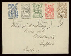 TREASURE HUNT [02156] Netherlands 1949 Children Stamps Full Set On FDC Sent From Hilversum To Suffolk, Great Britain - Brieven En Documenten