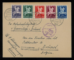 TREASURE HUNT [02198] Netherlands 1947 Cover From Hilversum To Brussels, Belgium With 5-colour Franking, Special Pmk. - Brieven En Documenten
