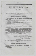 Bulletin Des Lois 1078 1844 Bourse De Commerce à Colmar/Chambre De Commerce à Fécamp/Bulles D'institution Canonique - Décrets & Lois