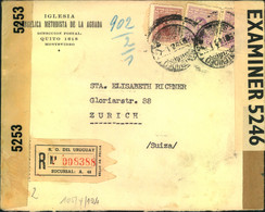 1943, Registered Letter From MONTEVIEDEO With Double Censor To Zurich. - Uruguay