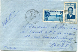 VIET-NAM LETTRE PAR AVION DEPART MYTHO 13-12-1951 SUD VIET-NAM POUR LA FRANCE - Viêt-Nam