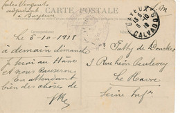CP En S.M. - Cachet Correspondance Privée Armée Belge - Militaire à Bayeux 6 -10 1918 Vers Le Havre - Belgisch Leger