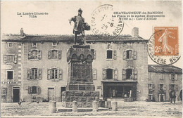 CPA Châteauneuf-de-Randon La Place De La Statue Duguesclin - Chateauneuf De Randon