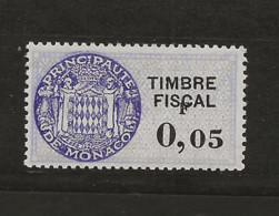 TIMBRES FISCAUX DE MONACO SERIE UNIFIEE  VARIETE F De La Valeur Décalé Sur N° 60 0,F05(**) - Fiscaux