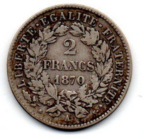 2 Francs 1870 A TB+ - Other & Unclassified