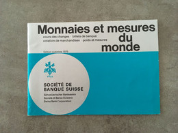 Livret Monnaies Et Mesures Du Monde Societe Des Banques Suisse - Books & Software