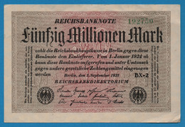 DEUTSCHES REICH 50 MILLIONEN MARK 01.09.1923 # BX-2 192750   P# 109c - 50 Mio. Mark