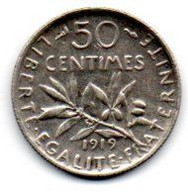 50 Centimes 1919 TTB+ - Other & Unclassified