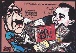 CPM Hergé Tirage 30 Exemplaires Numérotés Signés Par JIHEL Tintin Degrelle Hitler Satirique Caricature - Bandes Dessinées