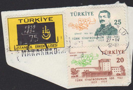 Turkey 1959 TURK TIYATROSUNUN 100 YILI Sinasi Delvet Tiyatrosu Ankara Teatro Theater Theater FRB00140 - Storia Postale