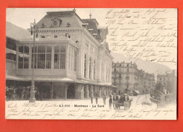 FLA-33  Montreux  La Gare. Attelage De Chevaux. ANIME.  Jullien 2737. Précurseur. Circulé 1907 - VD Vaud
