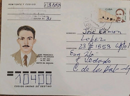 O) 1953 CUBA, CARIBBEAN, JOSE MARTI, JOSE FRANCISCO COSTA VELAZQUEZ MARTIR DEL MONCADA, CIRCULATED AEROGRAM - Cartas & Documentos