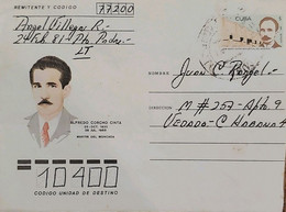 O)1953 CUBA, CARIBBEAN,ALFREDO CORCHO CINTA, MARTIR DEL MONCADA, JOSE MARTI, AEROGRAM CIRCULATED, XF - Storia Postale