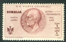 SOMALIA 1934 POSTA AEREA VOLO ROMA MOGDISCIO  1 L.+ 20 C. ** MNH - Somalië