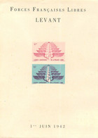 LEVANT - LIBAN - BLOC FEUILLET  - 1 B. De 1942 - Avec Timbres Non Dentelés;  6F50. & 10 F. - TRES BON ETAT. - Lettres & Documents