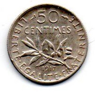 50 Centimes  1917 TTB+ - Otros & Sin Clasificación