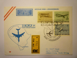 2021 - 3024  LETTRE REC  "ERSTFLUG WIEN-JOHANNESBURG"  1969   XXX - Otros & Sin Clasificación