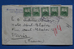 AB3 ESPANA BELLE LETTRE  1937 SAN SEBASTIAN  POUR PARIS +  + AFFRANCH. INTERESSANT - Marques De Censures Nationalistes