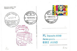 92 - 97 - Carte 80 Anni Ponte Tresa-Löugano 1992 - Cachets Chemins De Fer "Ambulante Lugano-Ponte Tresa" - Poststempel