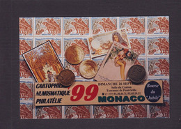 CPM Monaco Monte Carlo Non Circulé Tirage Limité En 100 Ex. Philatélie Numismatique Salon 1999 - Monte-Carlo