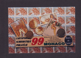 CPM Monaco Monte Carlo Non Circulé Tirage Limité En 100 Ex. Philatélie Numismatique Salon 1999 - Monte-Carlo