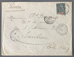 Guinée N°6 Sur Enveloppe TAD LOANGO à BORDEAUX L.L. N°2 Pour Saulieu 20.10.1901 - (B2135) - Cartas & Documentos