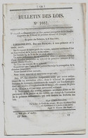 Bulletin Des Lois 1081 1844 Hovyn De Tranchère/Bouillen-Coz (Finistère)/Bernay/Chemin De Fer Saint-Etienne Loire/Lyon - Décrets & Lois