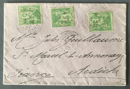France N°102 (x5) N/B Sur Enveloppe TAD CONSTANTINOPLE-PERA Poste Française 9.5.1902 - (B2172) - 1877-1920: Periodo Semi Moderno