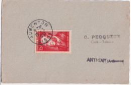 1951 - YVERT N° 880 (OBLITERATION 1° JOUR !!) FERRY Sur CARTE De AUBENTON (AISNE) - 1950-1959