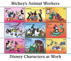 MWD-BK4-237-2 MINT PF/MNH ¤ GUYANA 1995 Sheet ¤ THE WORLD OF WALT DISNEY - MICKEY'S ANIMAL WORKERS - WALT DISNEY - Disney