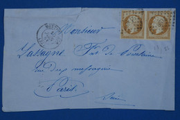 AB4 FRANCE   LETTRE RR ENCRE BLEUE 1861   MONTPELLIER POUR PARIS +PAIRE N 13  + +AFFRANCH. INTERESSANT + - 1853-1860 Napoleone III