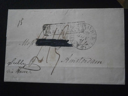 FRANCE LETTRE LETTER COVER ENVELOPPE NEW YORK AMSTERDAM CACHET MARQUE ENTREE PAYS OUTREMER LE HAVRE FORWARDED HUDSON - Marques D'entrées