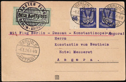 1924 Germany Berlin - Dessau - Constantinople (Istanbul) - Angora (Ankara) Junkers Luftpost First Flight Card - Luchtpost & Zeppelin