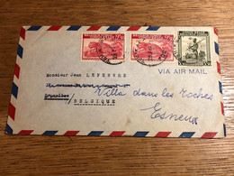 Pli C/O Forminière Tshikapa 29-07-1946 -> Bruxelles Cachet 5 Aout 1946 -> Esneux Port De 8,5 Francs Par Avion - Briefe U. Dokumente