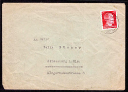 DR Brief  INGWEILER (UNTERELS) - Strassburg - 06.11.43 - Mi.827 (von Schuhfabrik HOKI) - Lettres & Documents