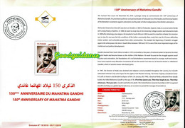 2018- Tunisia- India-150th Anniversary Of Mahatma Ghandi- Flyer With FDC Obliteration - Rare ( 2 Scans) - Mahatma Gandhi