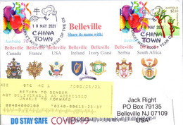 (2 A 26) Australia Letter Posted To Belleville (USA ) Return To Syned - Belleville Share It's Name With 7 Countrys... - Covers & Documents