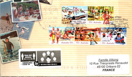 (2 A 26) Australia Letter Posted To France (during COVID-19 Pandemic & Labels ) Holiday Set Of 5 Stamps FDC - Storia Postale