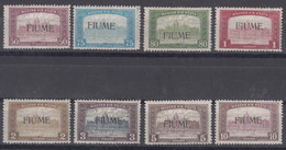 Italy WWI Occupation Fiume 1918 Parliament Sassone#14-21 Mi#18-25 Mint Hinged - Fiume