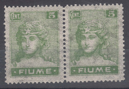 Italy Occupation During WWI Fiume 1919 Sassone#34 Mi#34 Oily Paper, Mint Never Hinged Pair - Fiume