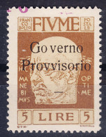Italy Occupation WWI, Fiume 1921 Sassone#162 Mi#127 Mint Hinged - Fiume