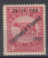 Italy Occupation WWI, Fiume 1922 Constituente Fiumana Sassone#180 Mi#144 Mint Hinged - Fiume